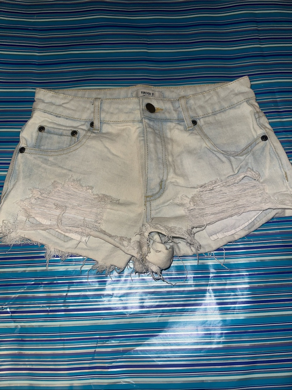 Forever 21 pale blue Distressed Denim Shorts